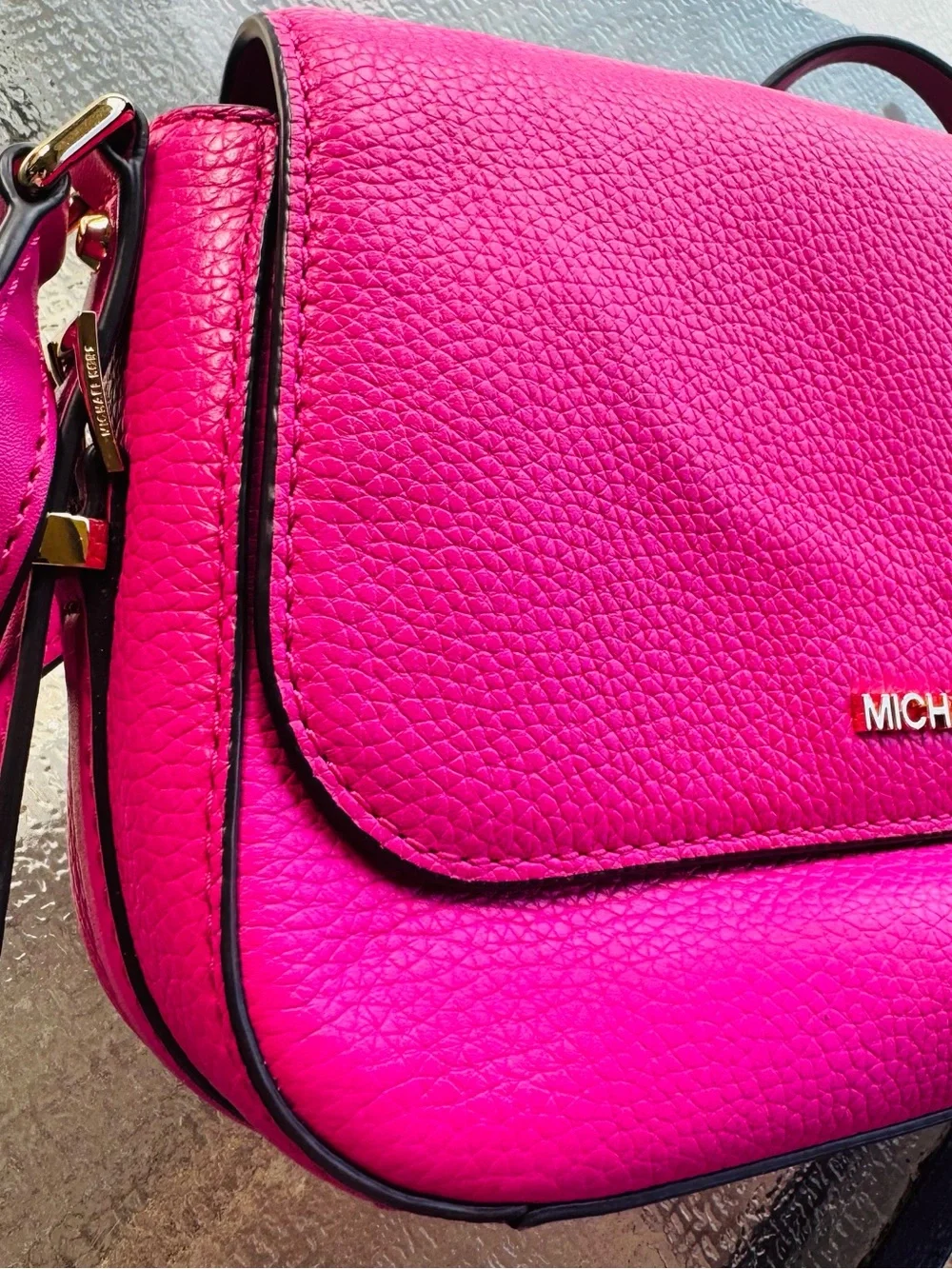 Michael Kors Pink Pebbled Leather Crossbody Bag